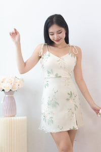 Rosé Floral Embroidery Mini Dress in Crème in S (DEFECT#27)