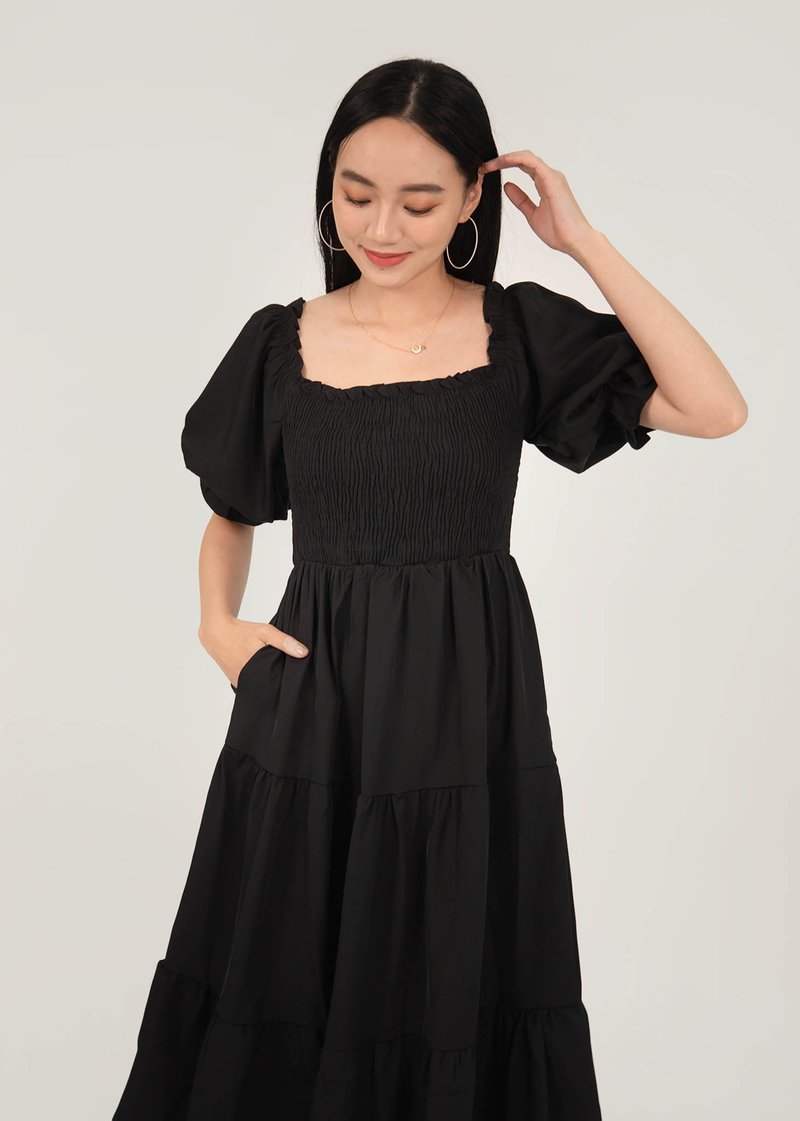 Renaissance Puffy Tier Dress In Black #6stylexclusive