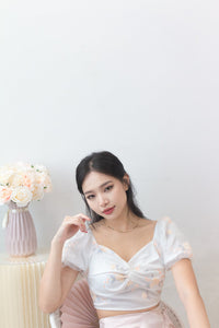 Rae Organza Sleeve Embroidery Two Way Top in White #MadeByKEI