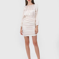 Penthouse Pleats Ruched Dress In Pearl White #6stylexclusive