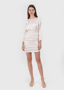 Penthouse Pleats Ruched Dress In Pearl White #6stylexclusive