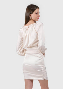 Penthouse Pleats Ruched Dress In Pearl White #6stylexclusive