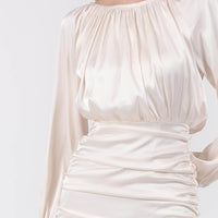 Penthouse Pleats Ruched Dress In Pearl White #6stylexclusive