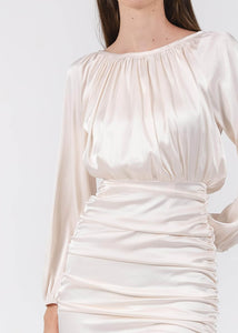 Penthouse Pleats Ruched Dress In Pearl White #6stylexclusive