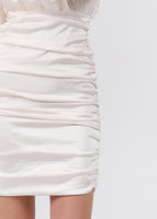 Penthouse Pleats Ruched Dress In Pearl White #6stylexclusive
