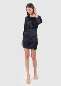 Penthouse Pleats Ruched Dress In Midnight Blue #6stylexclusive