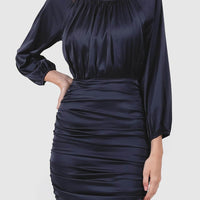 Penthouse Pleats Ruched Dress In Midnight Blue #6stylexclusive