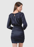 Penthouse Pleats Ruched Dress In Midnight Blue #6stylexclusive
