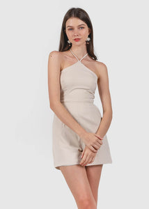 Herms Halter Romper In Champagne Nude #6stylexclusive