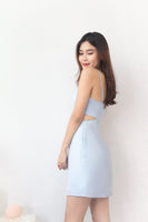 Symphony Waist Cut-out Mini Dress in Soft Blue in XS (DEFECT#36)
