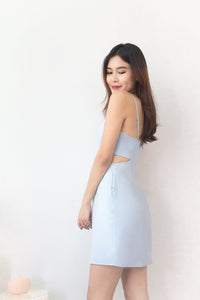 Symphony Waist Cut-out Mini Dress in Soft Blue in XS (DEFECT#36)