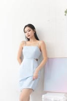 Symphony Waist Cut-out Mini Dress in Soft Blue in XS (DEFECT#36)
