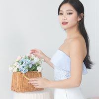 Ryu Satin Lace Tube Top in Baby Blue #MadeByKEI