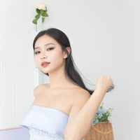 Ryu Satin Lace Tube Top in Baby Blue in S (DEFECT#35)