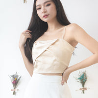 Midsummer Satin Twist Front Top in Champagne #MadeByKEI