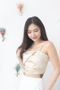 Midsummer Satin Twist Front Top in Champagne #MadeByKEI