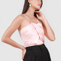 Joy Pleated Satin Halter In Pink #6stylexclusive