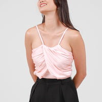 Joy Pleated Satin Halter In Pink #6stylexclusive