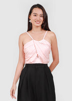 Joy Pleated Satin Halter In Pink #6stylexclusive
