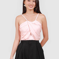 Joy Pleated Satin Halter In Pink #6stylexclusive