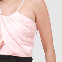 Joy Pleated Satin Halter In Pink #6stylexclusive