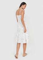 Jovia Floral Midi Tie String Dress In White #6stylexclusive
