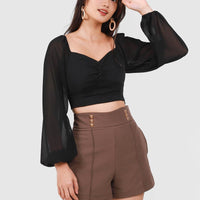 Kacie Highwaisted Panel Shorts In Mocha Brown #6stylexclusive