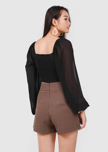 Kacie Highwaisted Panel Shorts In Mocha Brown #6stylexclusive