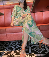 Resort Collection - Green Glitter Kaftan Long Dress
