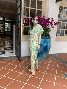 Resort Collection - Green Glitter Kaftan Long Dress