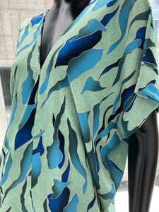 The Mahoney Blue Waves Kaftan Long Dress