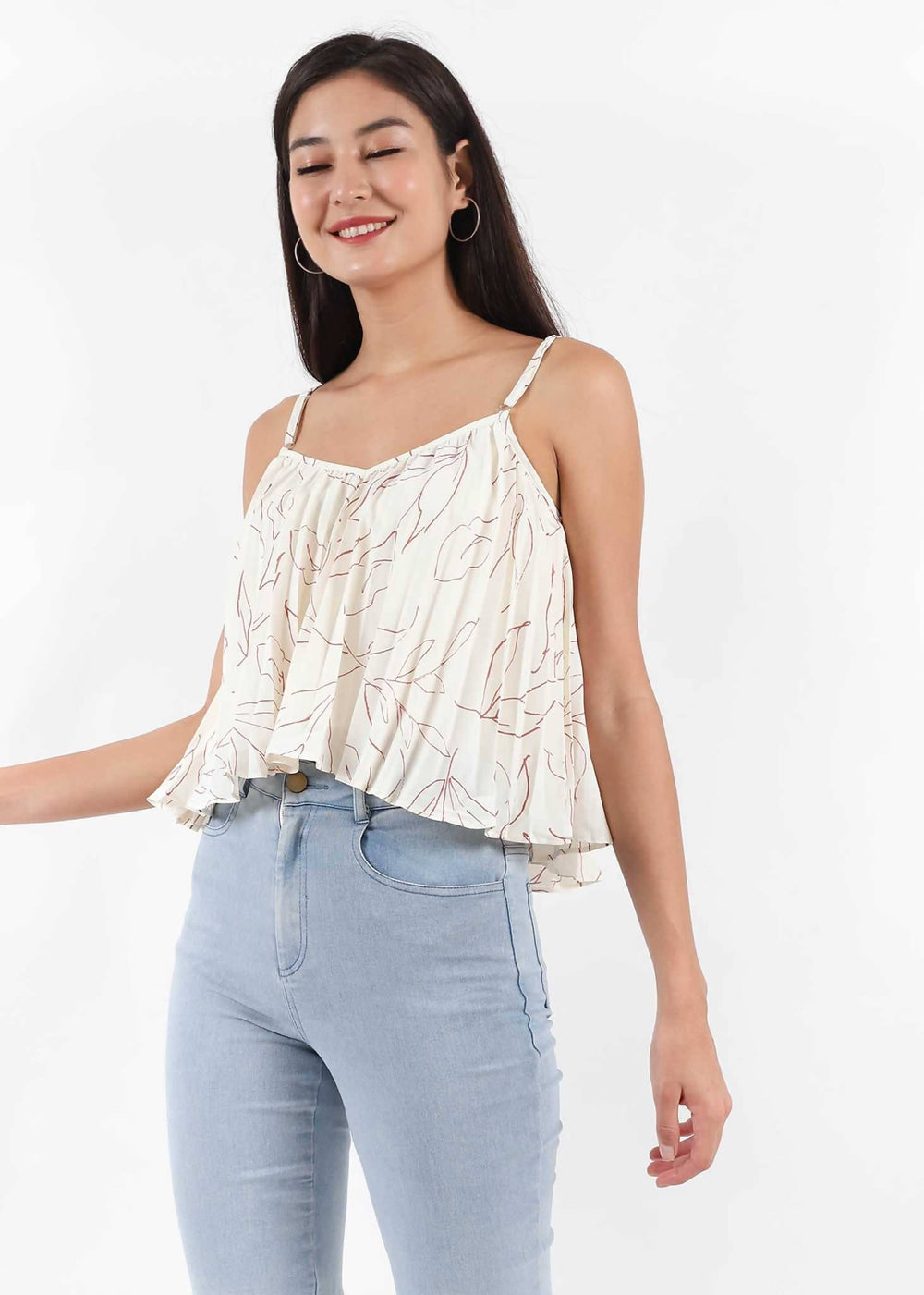 2-Way Jade Camisole Pleated Top in Off White #6stylexclusive