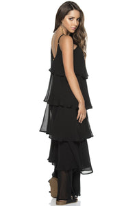 Flowy Black Layered Maxi dress