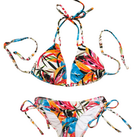 ENVY PUSH UP Hawaii Double String Bikini Top with Scrunched Back Bikini Bottom