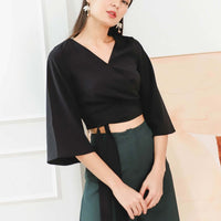 Reyla Kimono Wrap Top in Black #6stylexclusive