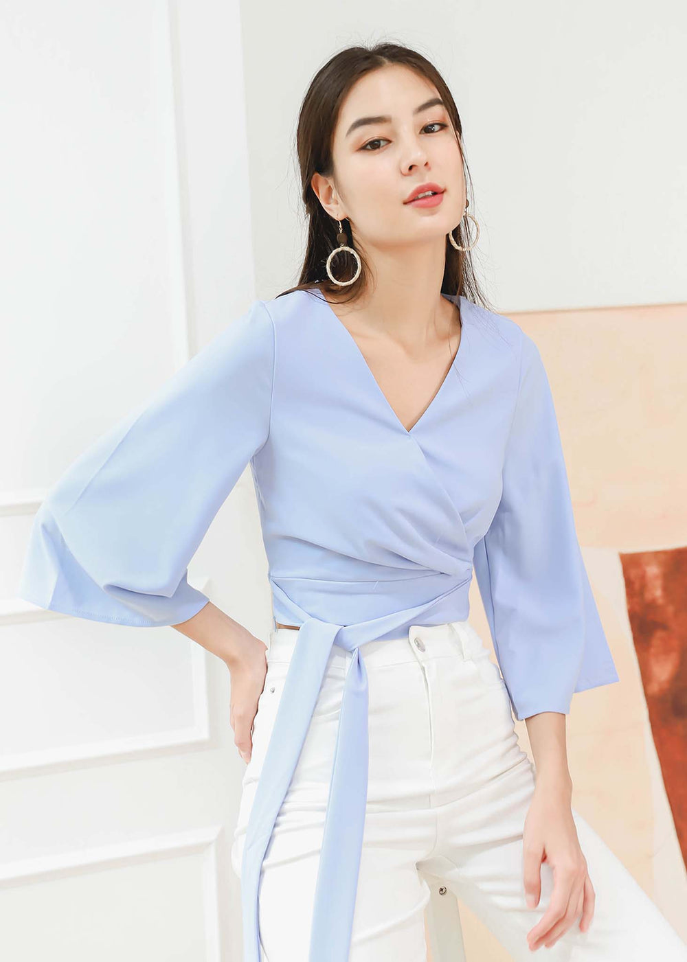 Reyla Kimono Wrap Top in Sky Blue #6stylexclusive