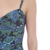 Floral Strapless Ruched One Piece Swimsuit