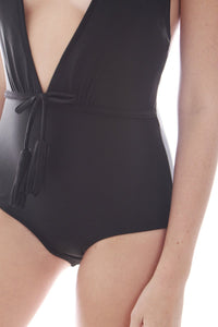 Summer Chicks : Take-The-Plunge One Piece Swimsuit(BLK)