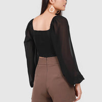 Sorlla Bubble Sleeve Top In Black #6stylexclusive