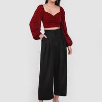 Sorlla Bubble Sleeve Top In Wine Red #6stylexclusive