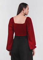 Sorlla Bubble Sleeve Top In Wine Red #6stylexclusive
