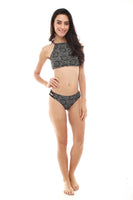 SUMMER CHICKS SC1214225 LACE-IN-PRINT CROSS BACK High Neck Bikini Set
