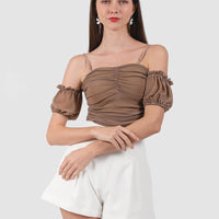 Solla Mesh Top In Khaki #6stylexclusive