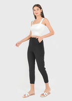 Shelia Buckle Tapered Panel Pants in Black #6stylexclusive
