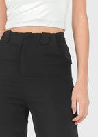 Shelia Buckle Tapered Panel Pants in Black #6stylexclusive
