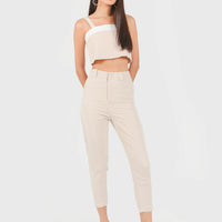 Shelia Buckle Tapered Panel Pants in Sand #6stylexclusive