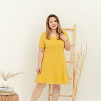 Sophia Knee Length Mermaid in Mustard Yellow