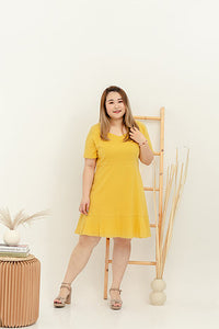 Sophia Knee Length Mermaid in Mustard Yellow