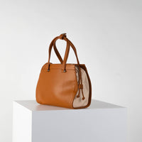 Vecto Gusset Bag in Tan with Beige Gusset