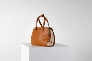 Vecto Gusset Bag in Tan with Beige Gusset